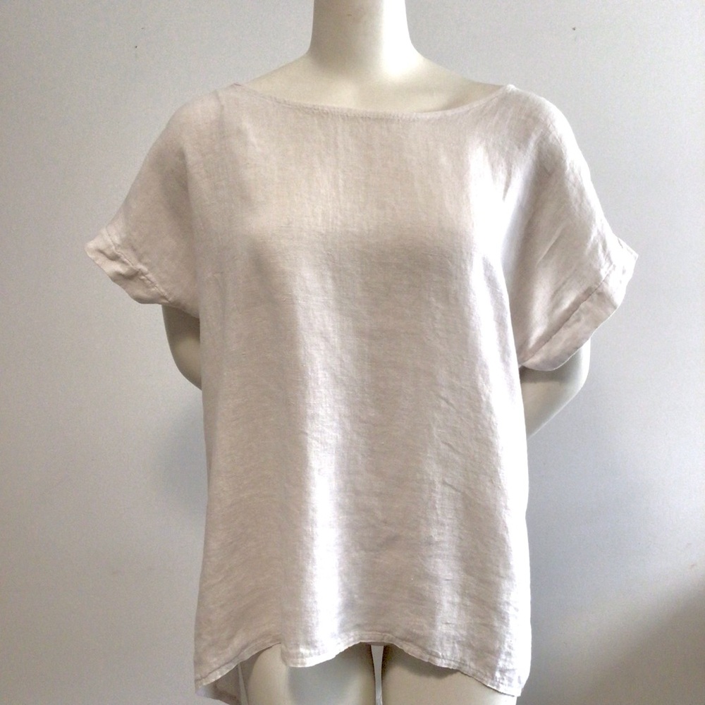 Terzo Millennio Off-white Linen Short Sleeve Top
